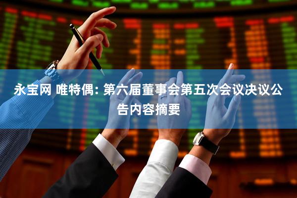 永宝网 唯特偶: 第六届董事会第五次会议决议公告内容摘要